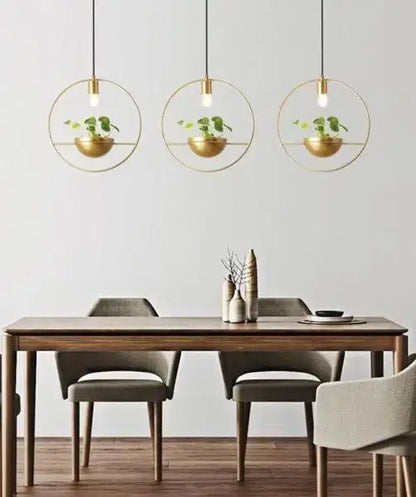 Modern nordic gold planter light dining room pendant