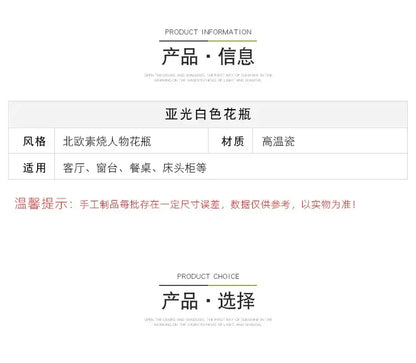 Nordic style ceramic white woman head vase living room decor