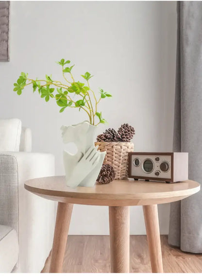 Nordic style ceramic white woman head vase living room decor