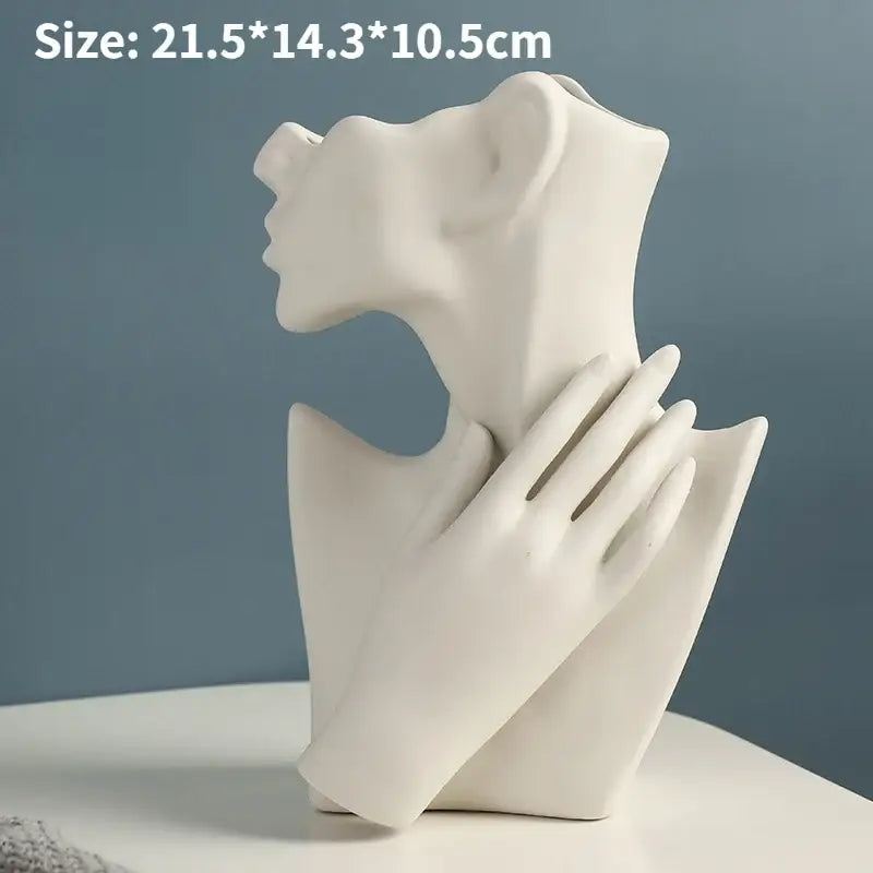Nordic style ceramic white woman head vase living room decor
