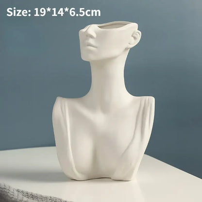Nordic style ceramic white woman head vase living room decor