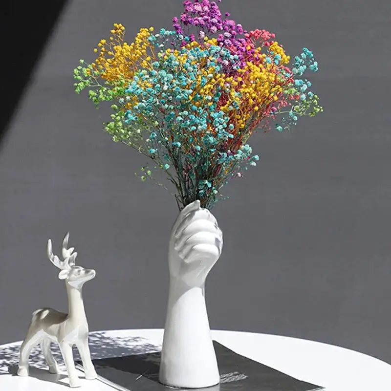 Modern nordic style white ceramic hand vase living room decor