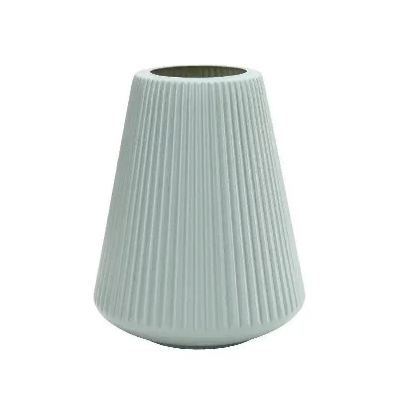 Modern nordic blue ribbed ceramic creative vase living room decor