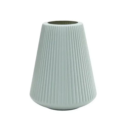 Modern nordic blue ribbed ceramic creative vase living room decor