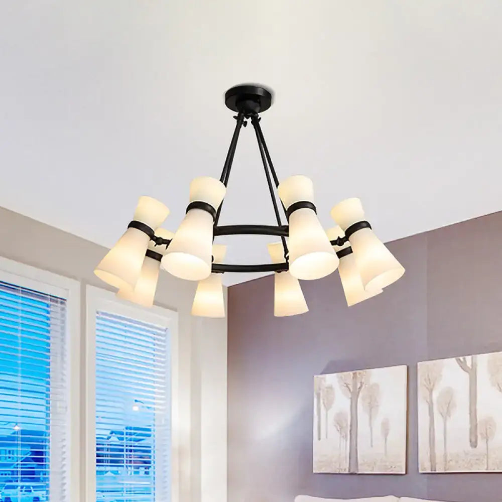 Modern black & gold wide flare pendant lighting dining room chandelier