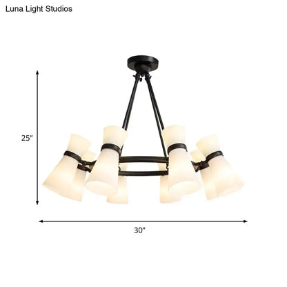 Modern black & gold wide flare pendant lighting dining room chandelier