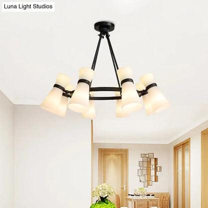 Modern black & gold wide flare pendant lighting dining room chandelier