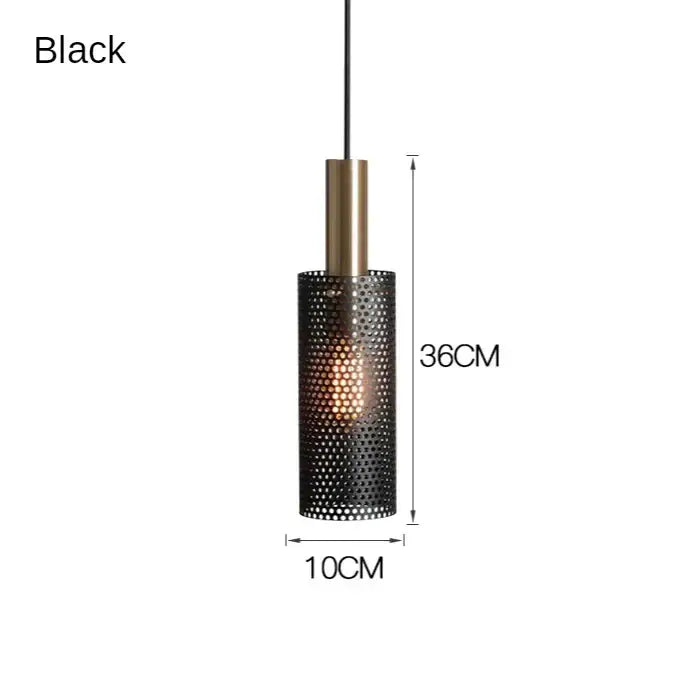 Modern perforated metal pendant light black & white kitchen set