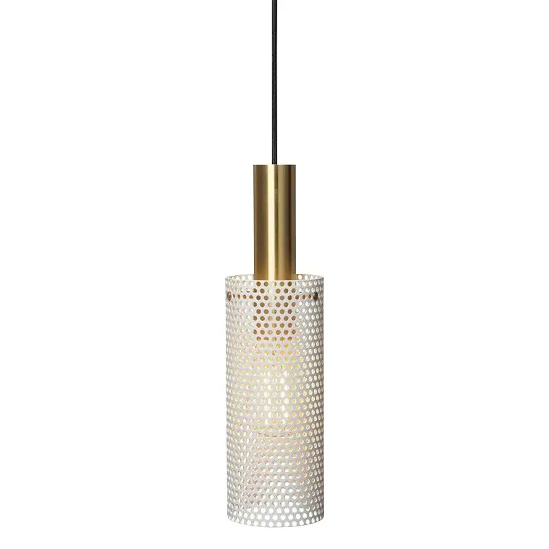 Modern perforated metal pendant light black & white kitchen set