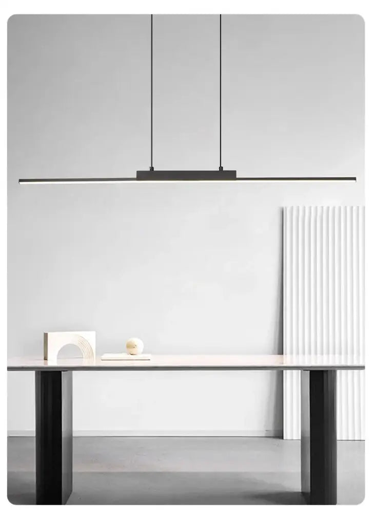 Modern black linear pendant light for dining room