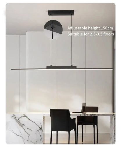 Modern black linear pendant light for dining room