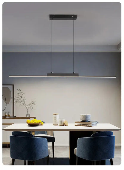 Modern black linear pendant light for dining room