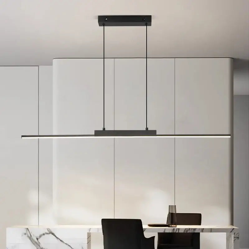 Modern black linear pendant light for dining room