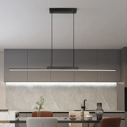 Modern black linear pendant light for dining room