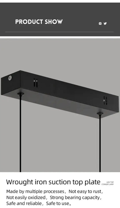 Modern black linear pendant light for dining room