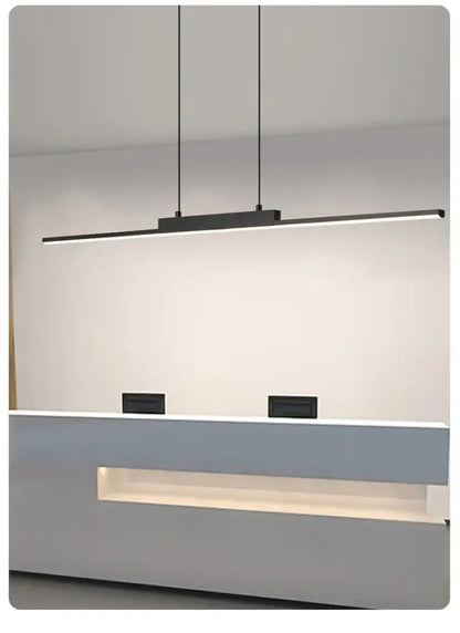 Modern black linear pendant light for dining room