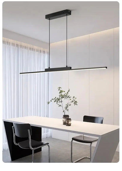Modern black linear pendant light for dining room