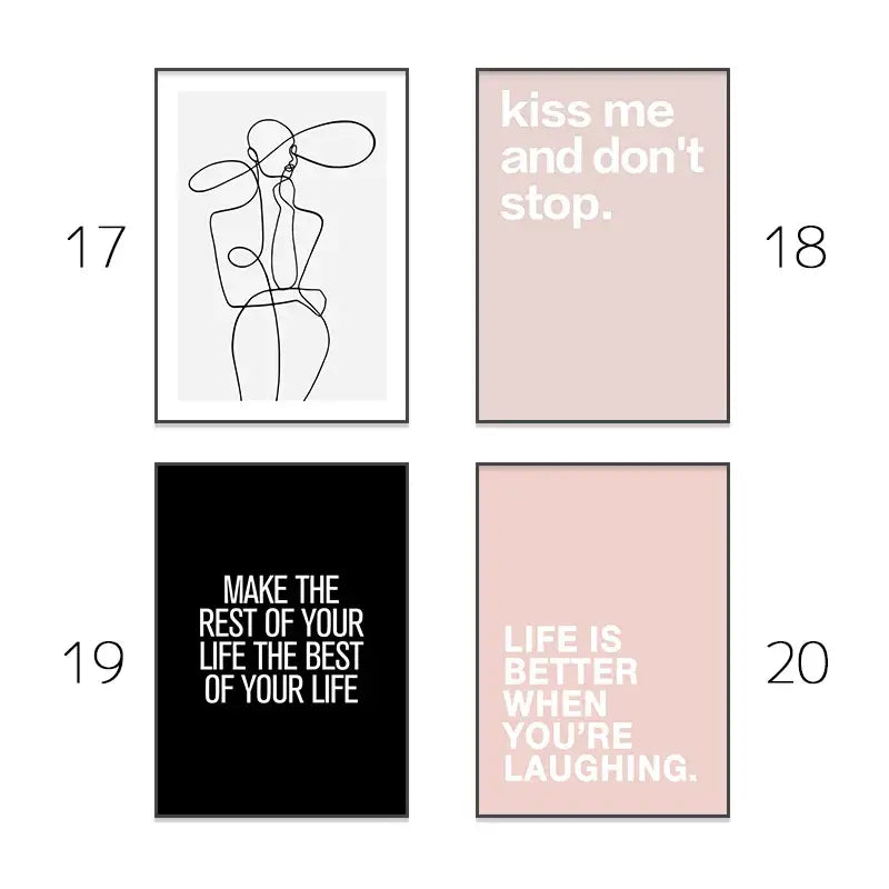 Modern pink minimalist wall art sketch for bedroom