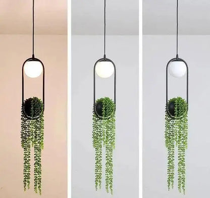 Modern black and white planter pendant light – living room decor