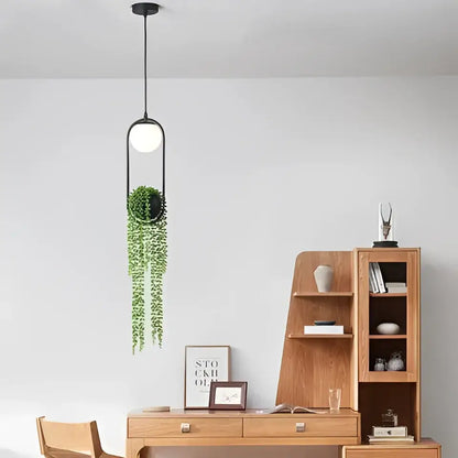 Modern black and white planter pendant light – living room decor