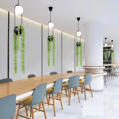Modern black and white planter pendant light – living room decor