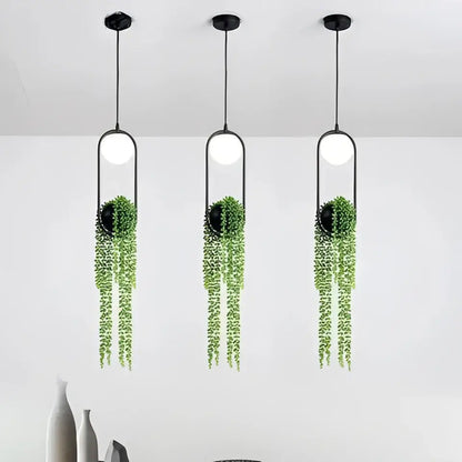 Modern black and white planter pendant light – living room decor