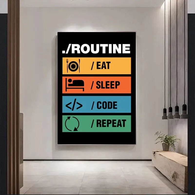Modern 6 stages of debugging wall art office programmer gamer decor