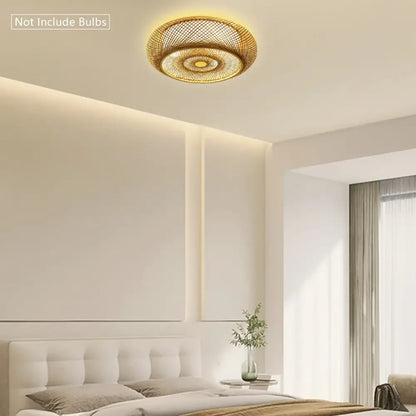 Modern rattan pendant light ceiling fan – living room bamboo texture