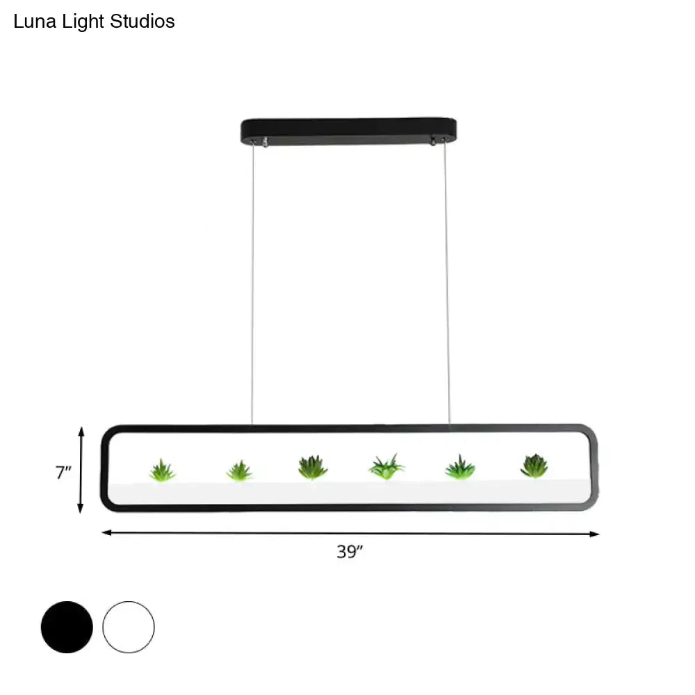 Modern rectangular succulent led chandelier – dining room ceiling light