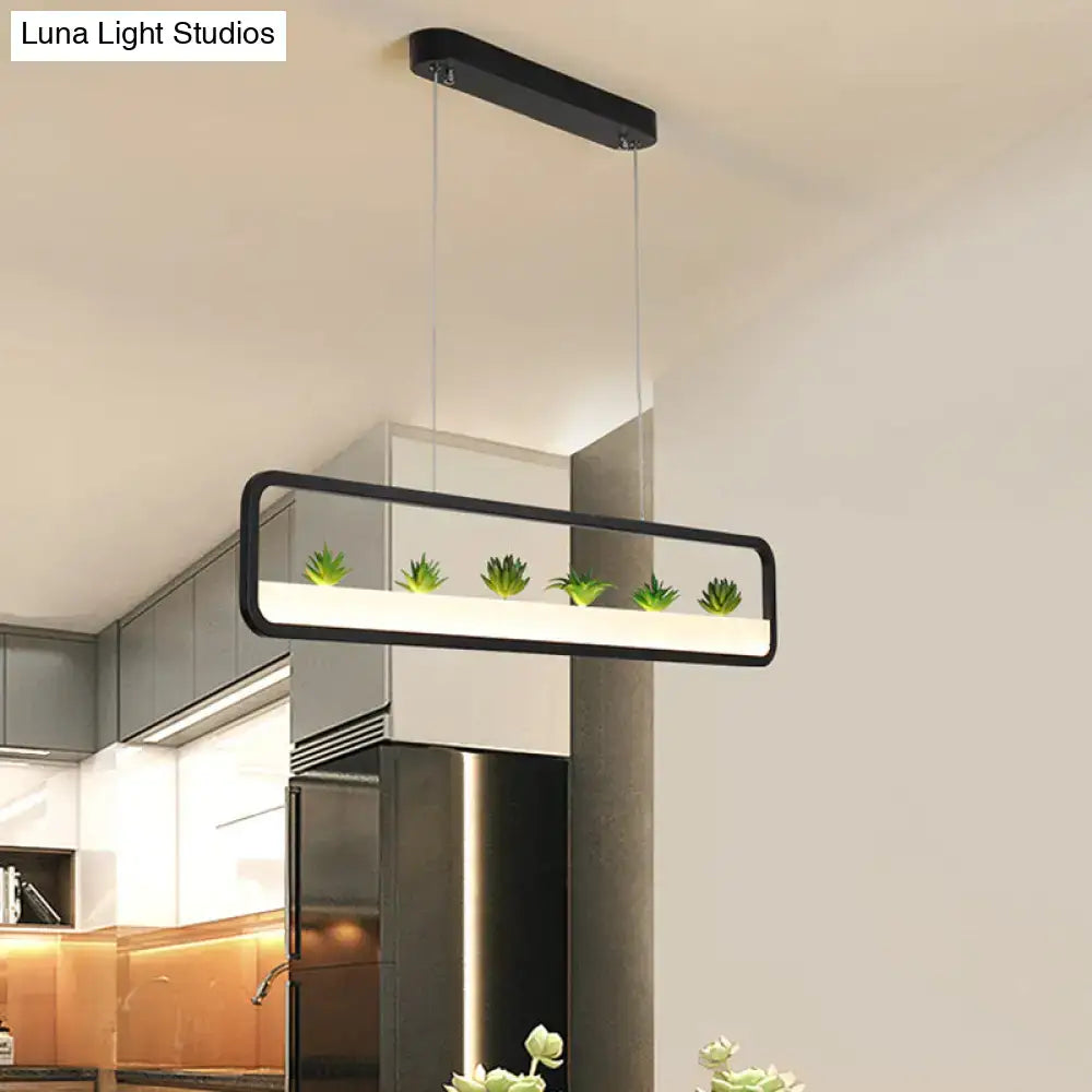 Modern rectangular succulent led chandelier – dining room ceiling light