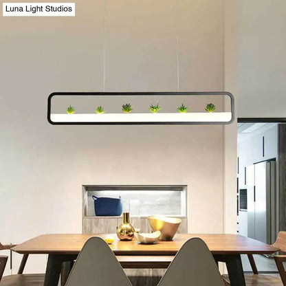 Modern rectangular succulent led chandelier – dining room ceiling light