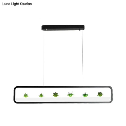 Modern rectangular succulent led chandelier – dining room ceiling light
