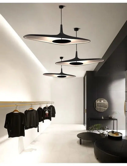 Modern black disc pendant lamp dining room ambient glow