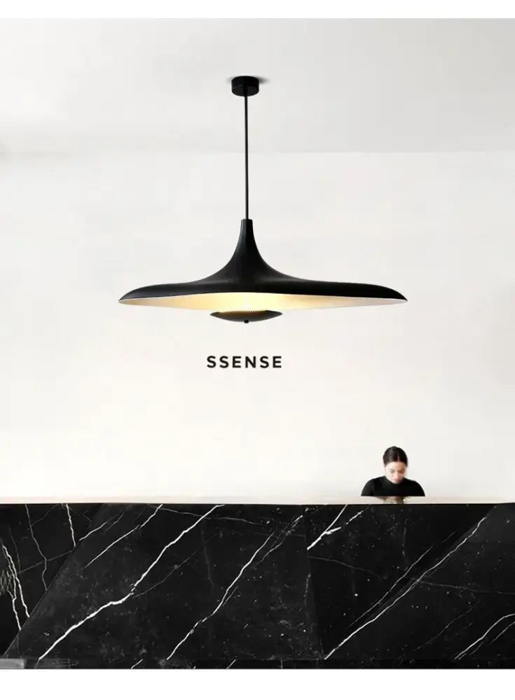 Modern black disc pendant lamp dining room ambient glow