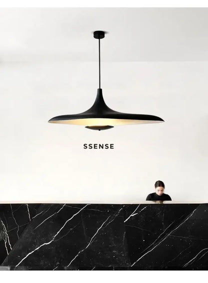 Modern black disc pendant lamp dining room ambient glow