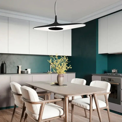 Modern black disc pendant lamp dining room ambient glow