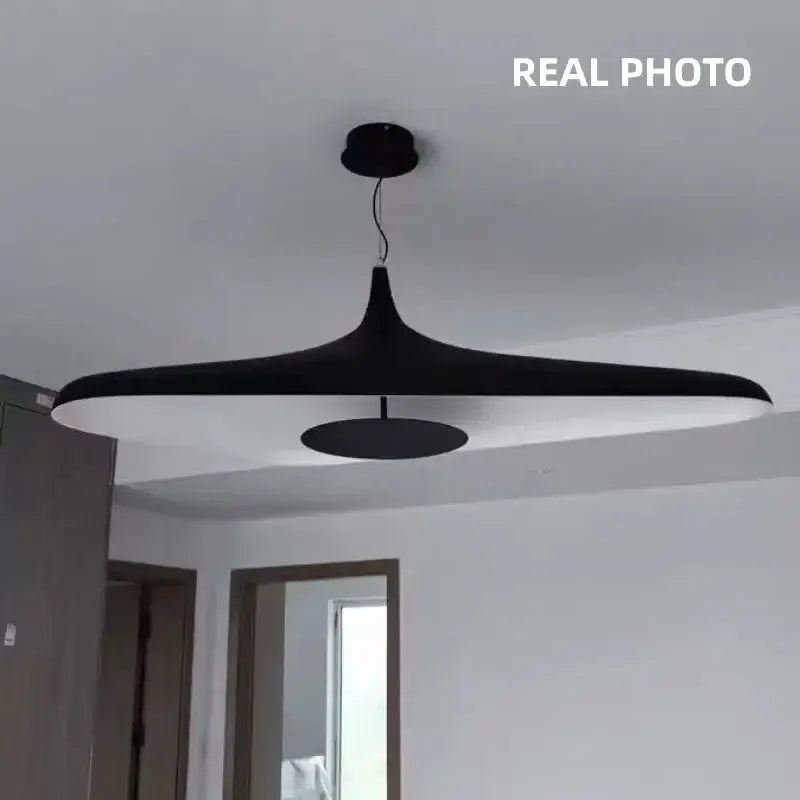 Modern black disc pendant lamp dining room ambient glow