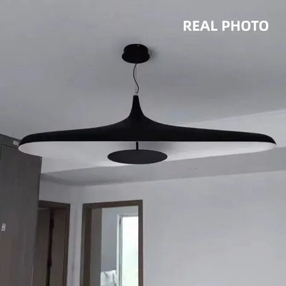 Modern black disc pendant lamp dining room ambient glow