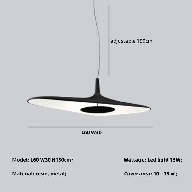 Modern black disc pendant lamp dining room ambient glow