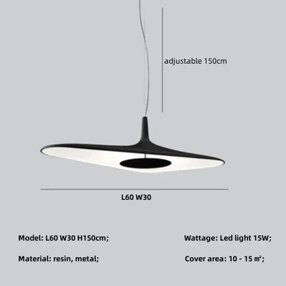 Modern black disc pendant lamp dining room ambient glow