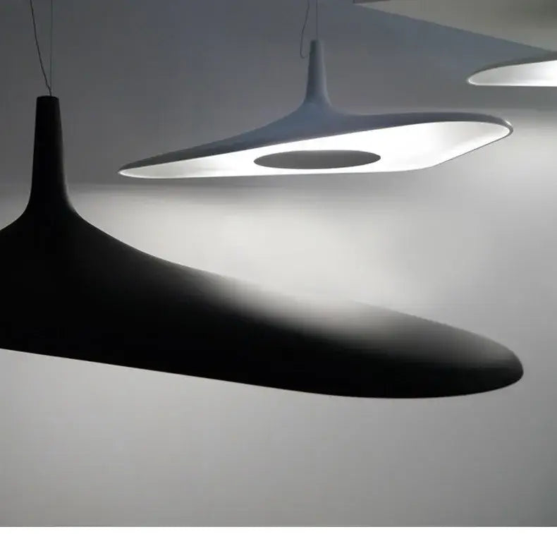 Modern black disc pendant lamp dining room ambient glow