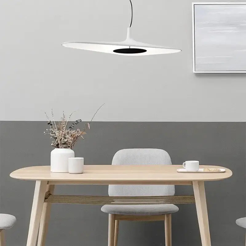Modern black disc pendant lamp dining room ambient glow