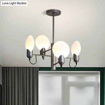 Modern silver gray oval ceiling light with opal glass for bedroom