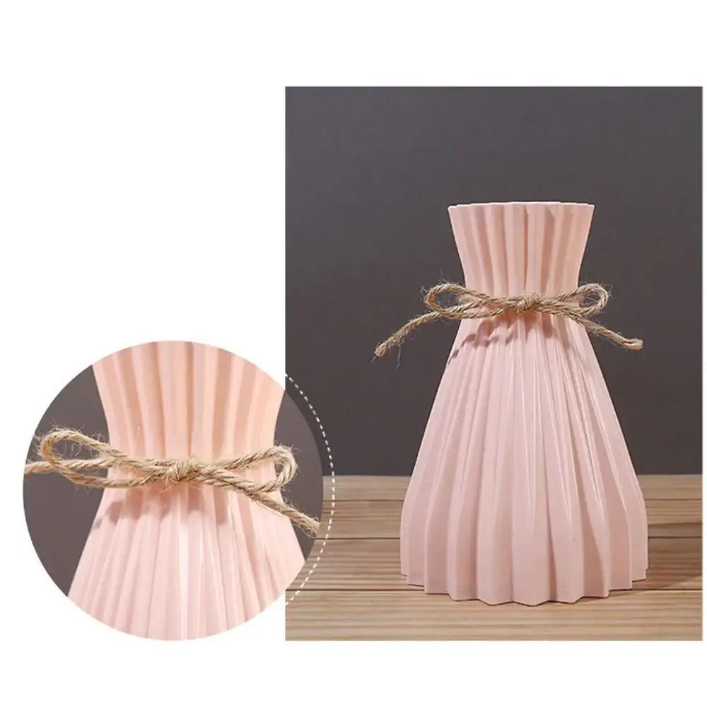 Modern simple pleated ceramic flower vase set living room dry flowers