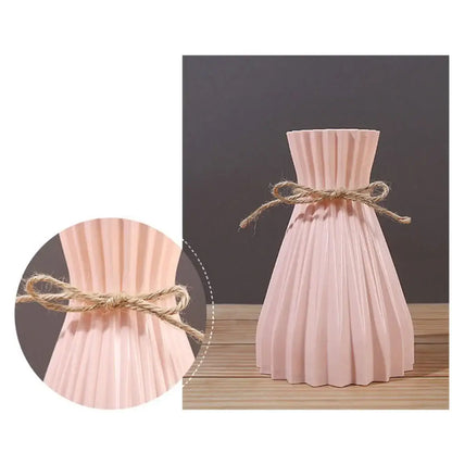 Modern simple pleated ceramic flower vase set living room dry flowers