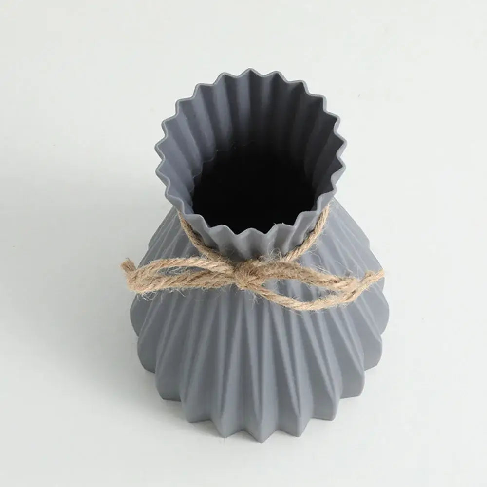 Modern simple pleated ceramic flower vase set living room dry flowers