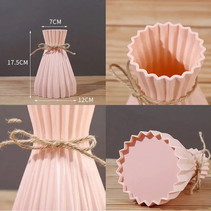 Modern simple pleated ceramic flower vase set living room dry flowers