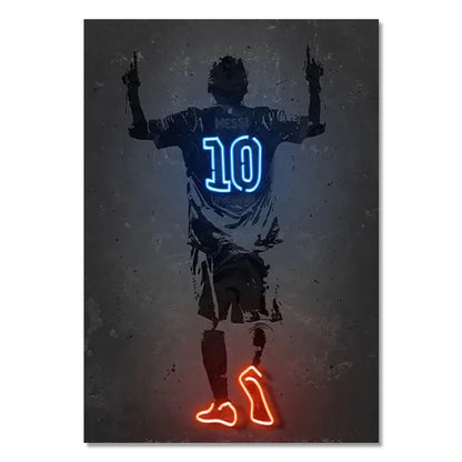 Modern neon neymar silhouette wall art poster bedroom decor