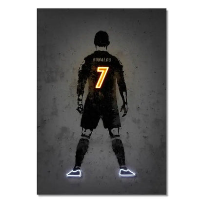 Modern neon neymar silhouette wall art poster bedroom decor
