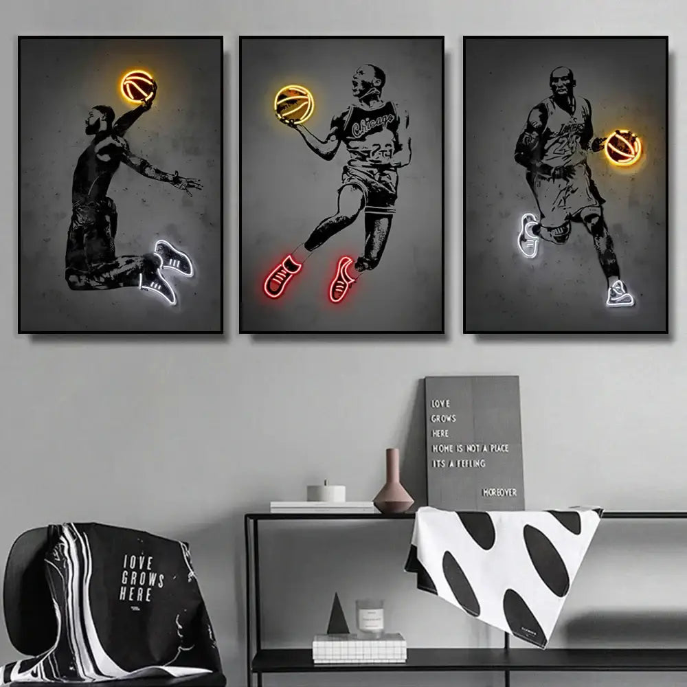 Modern neon neymar silhouette wall art poster bedroom decor